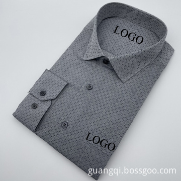 Jacquard CVC long sleeve shirts for men